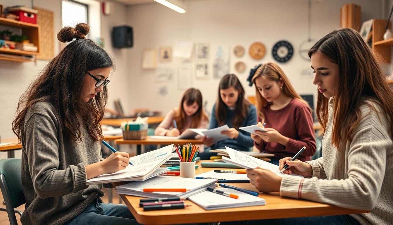 Structured study materials and learning resources on a desk